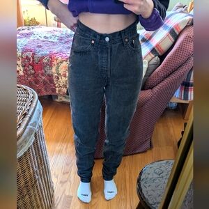 Levi's highrise black denim jeans.